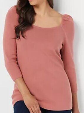 All Worthy Hunter McGrady Puff Sleeve Sweater - Canyon Rose EUC XL